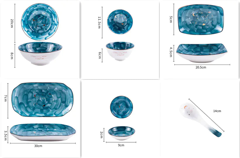 Nordic Hand-Painted Ceramic Starry Sky Bowl Or Set
