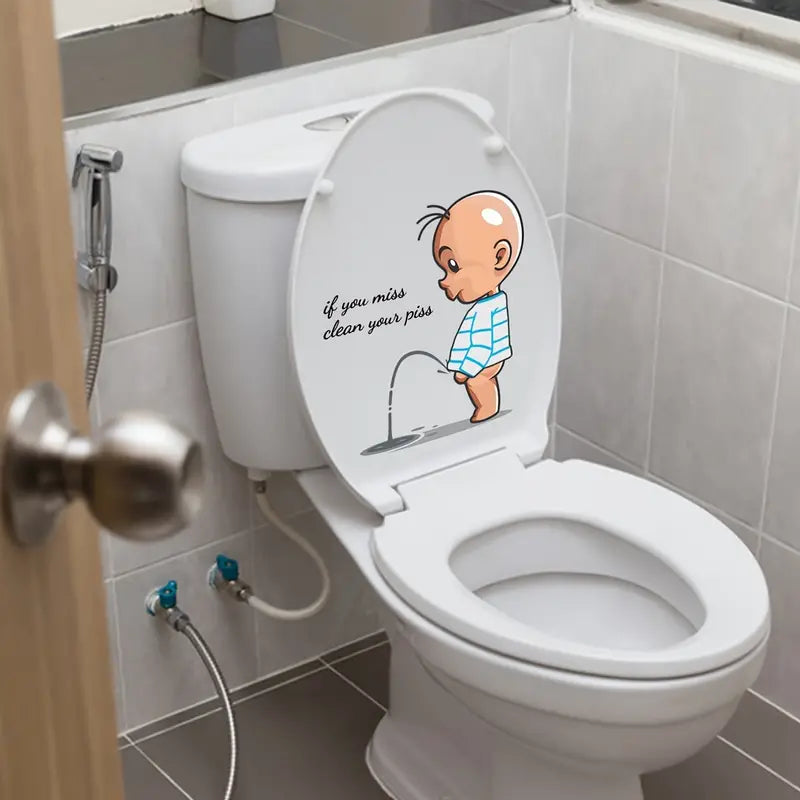 Cartoon Toilet Warning Sticker