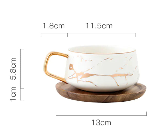 Nordic Gold Trim Ceramic Mug &  Saucer