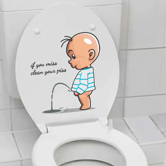 Cartoon Toilet Warning Sticker