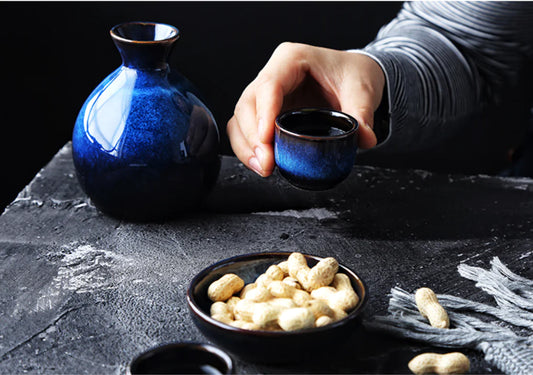 Japanese Sake Set with Mini Ceramic Vase Decor