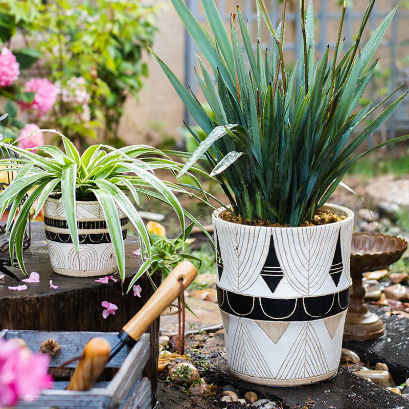 Egyptian Pattern Tall Flower Pot