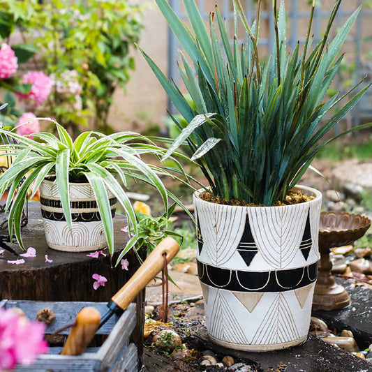 Egyptian Pattern Tall Flower Pot