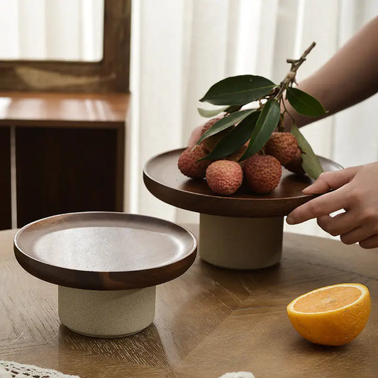 Vintage Japanese Wood Cake Stand for Home Display